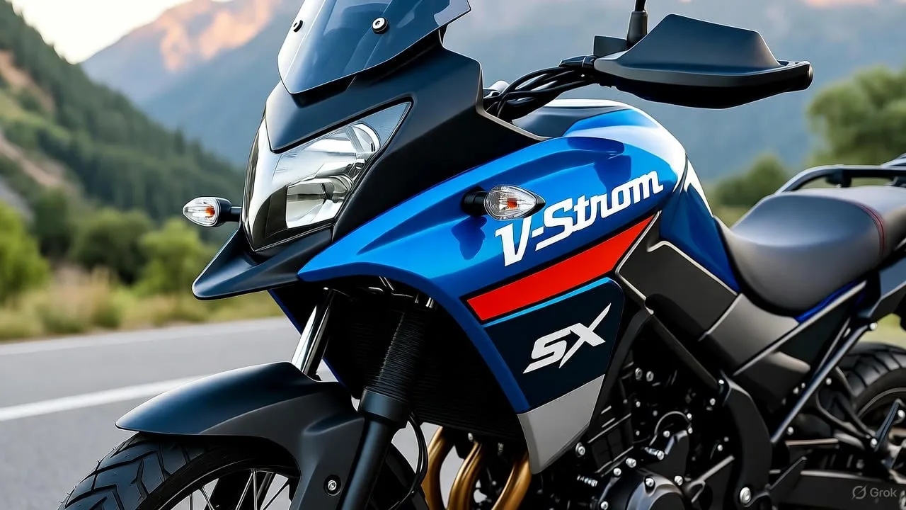 Suzuki V-Strom SX 2025 model in new Pearl Fresh Blue colour with refreshed graphics